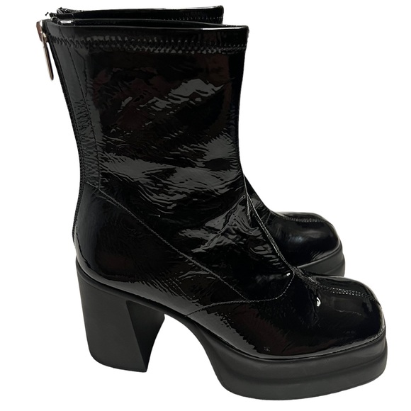 Free People Double Stack Black Patent Leather Platform Boots Size EU 39.5 NWOB - Picture 5 of 11